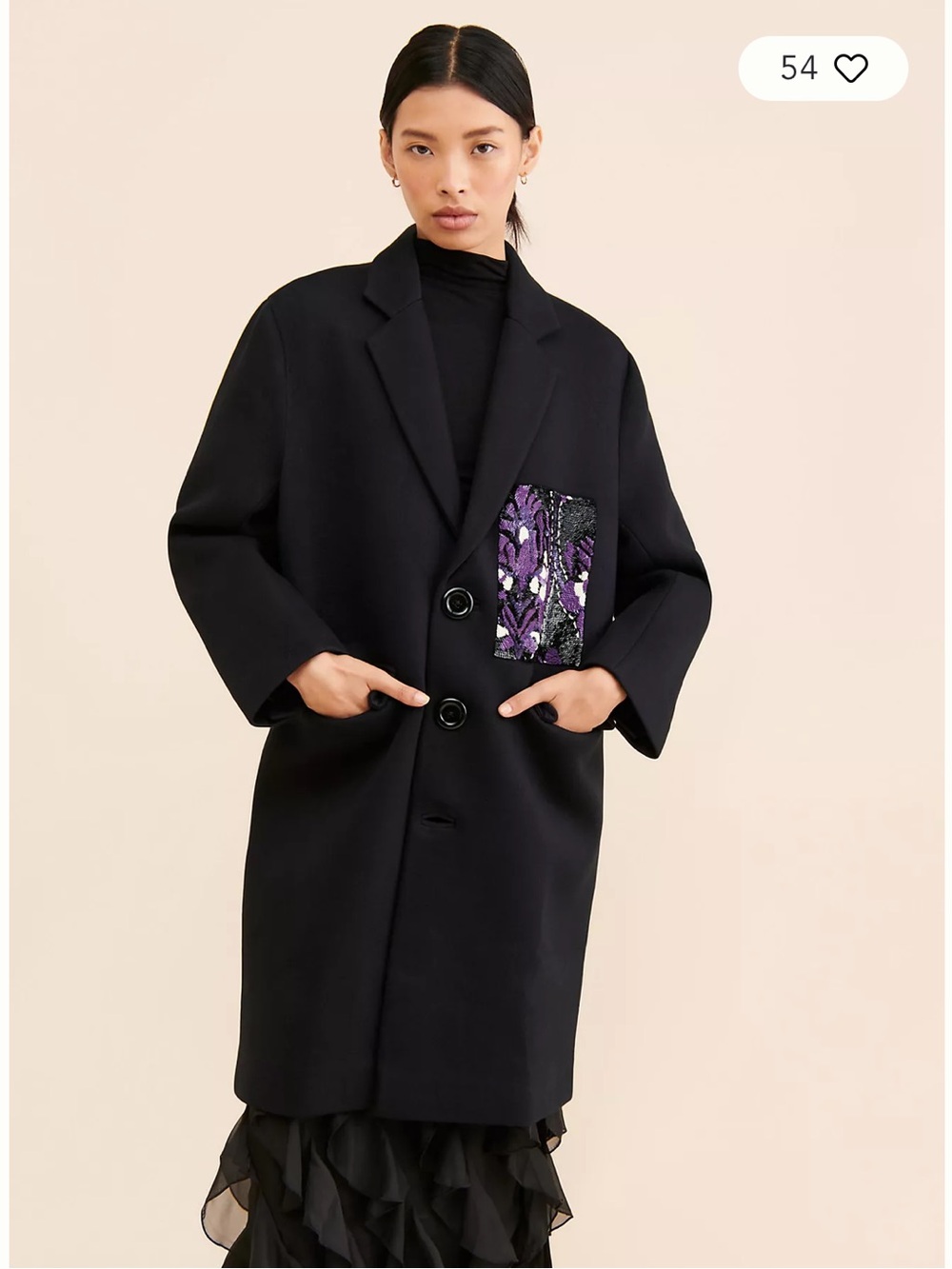 Dhruv Kapoor Sequin Patch black Overcoat size 2X